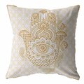 Homeroots 18 in. Gold & White Hamsa Indoor & Outdoor Throw Pillow 412352